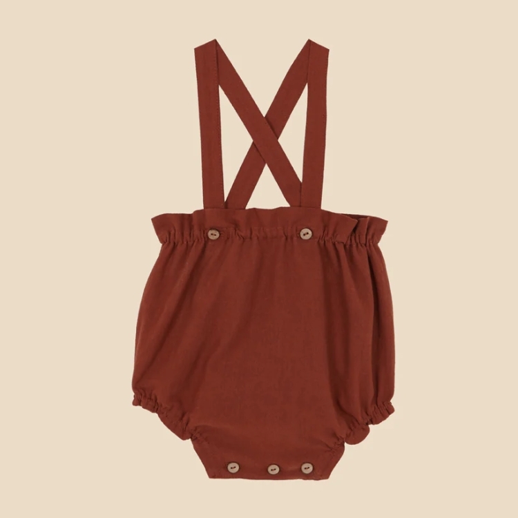 BIRINIT PETIT 素面捲邊包屁衣 Chocolat straps bloomer new born