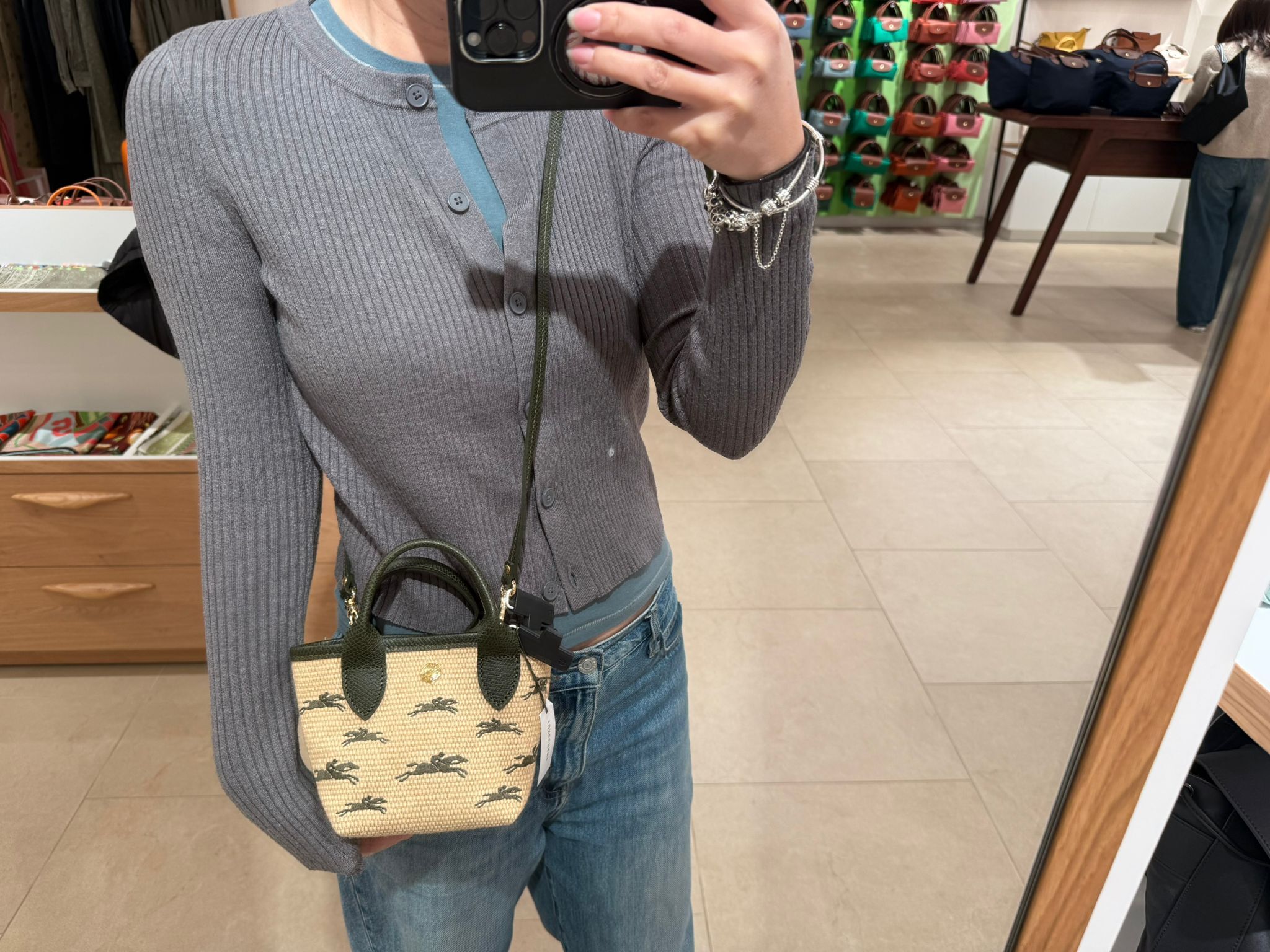 LYS01484 LONGCHAMP 滿版Logo兩用草編包