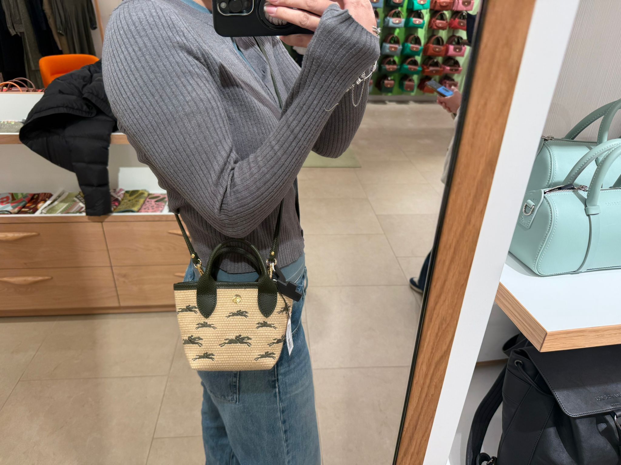 LYS01484 LONGCHAMP 滿版Logo兩用草編包