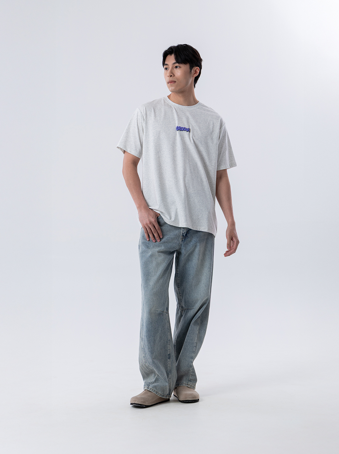 闊腿彎刀牛仔褲