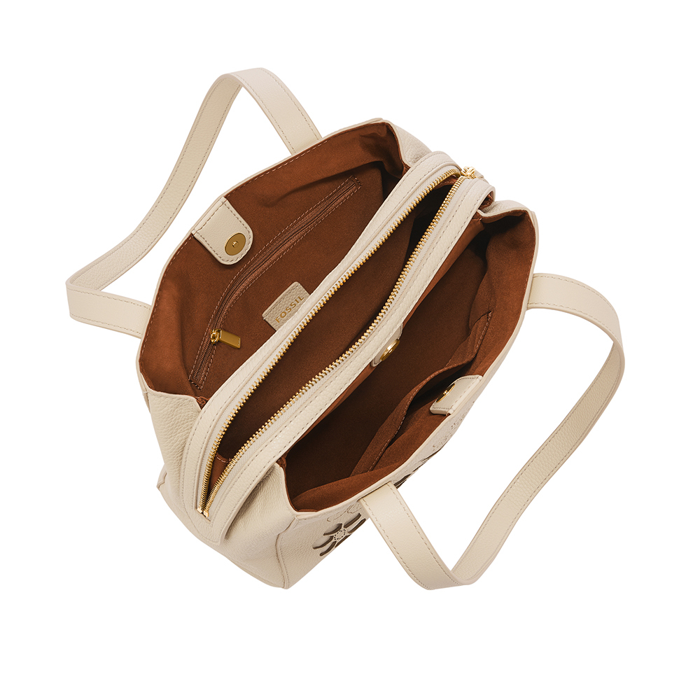 Jayne 真皮氣質花紋肩背包-白色 SHB3276111