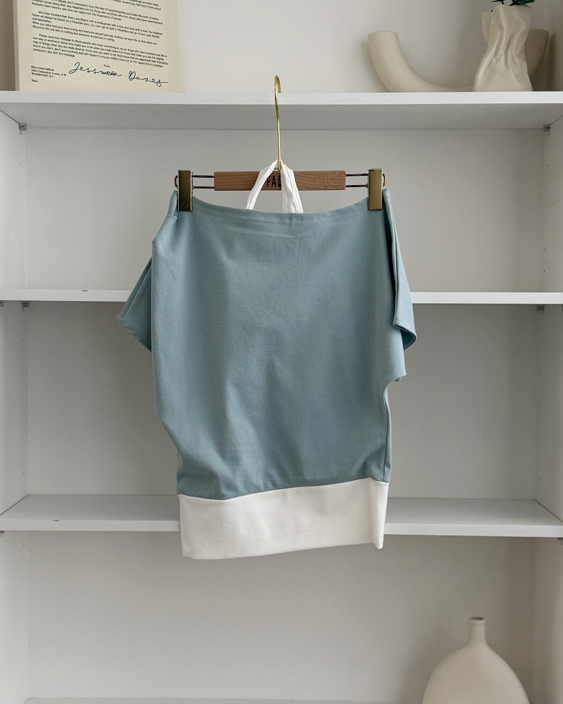 法朵Fado shop｜撞色掛脖假兩件短T 0285005 四色