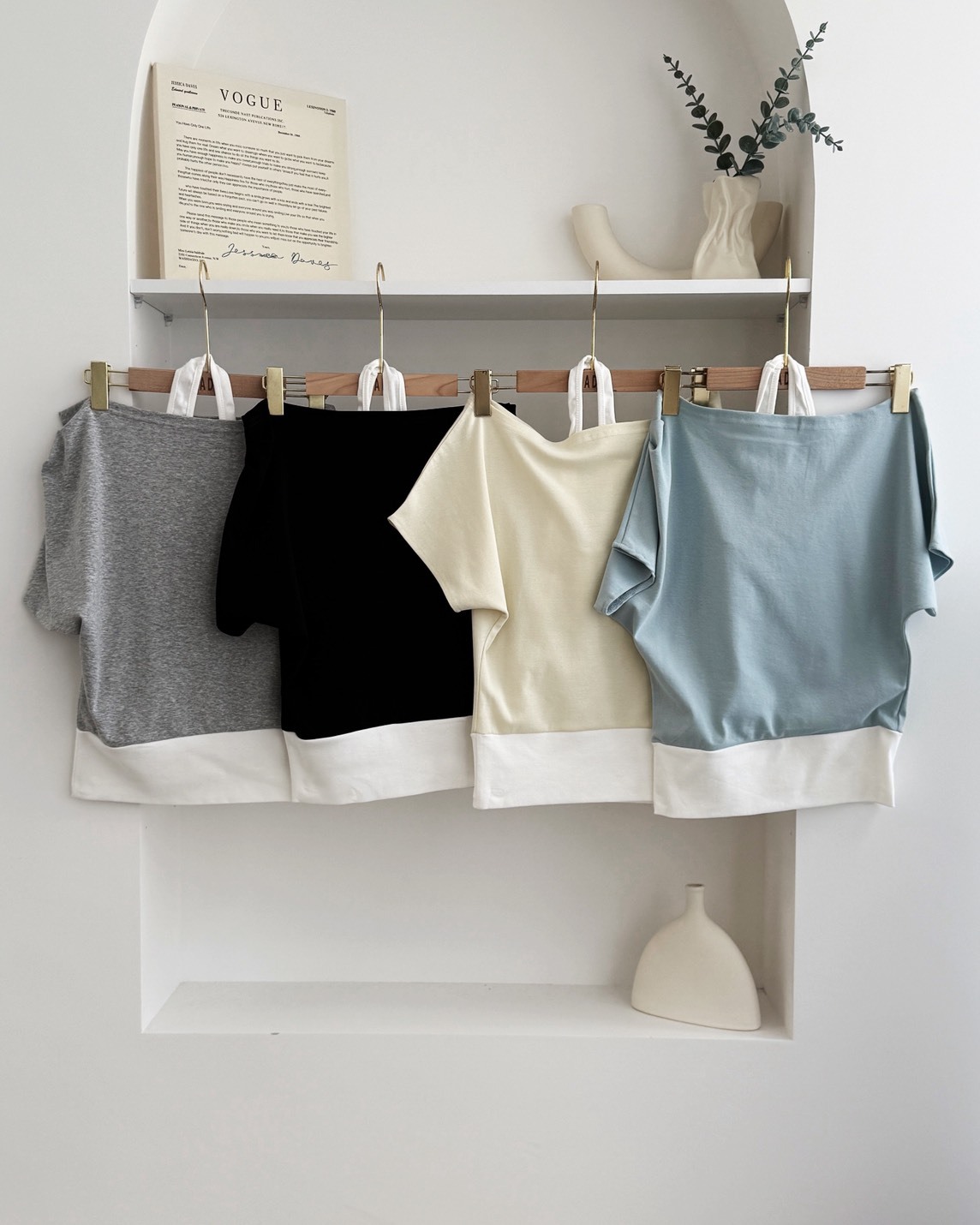 法朵Fado shop｜撞色掛脖假兩件短T 0285005 四色