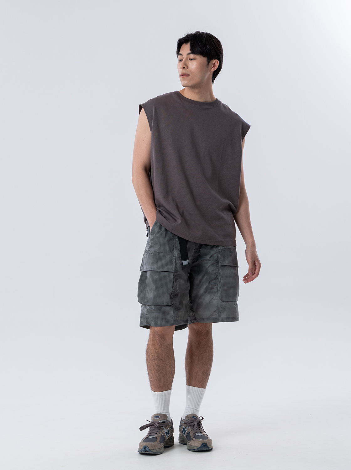 附腰帶防潑水迷彩口袋短褲