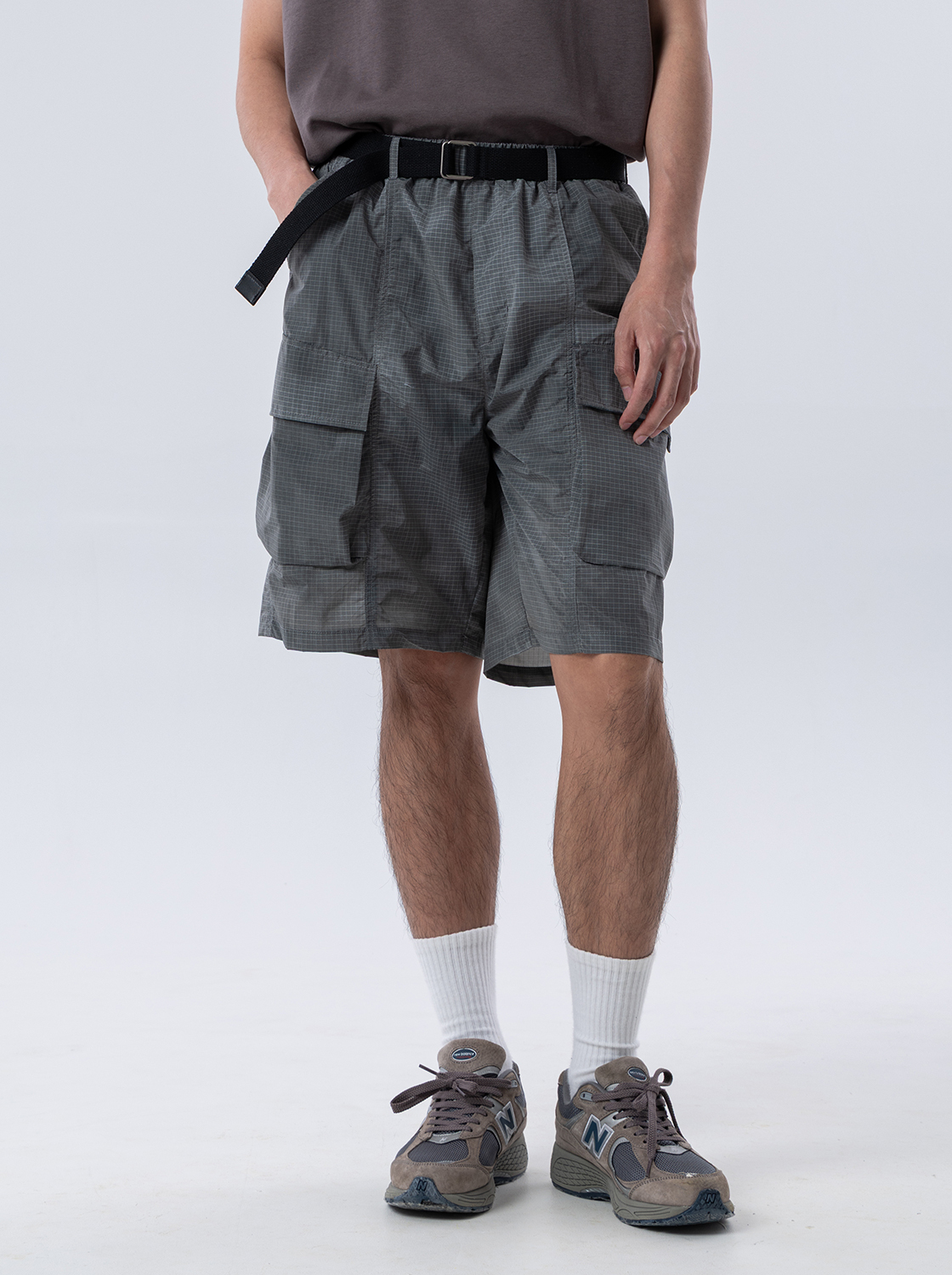 附腰帶防潑水迷彩口袋短褲