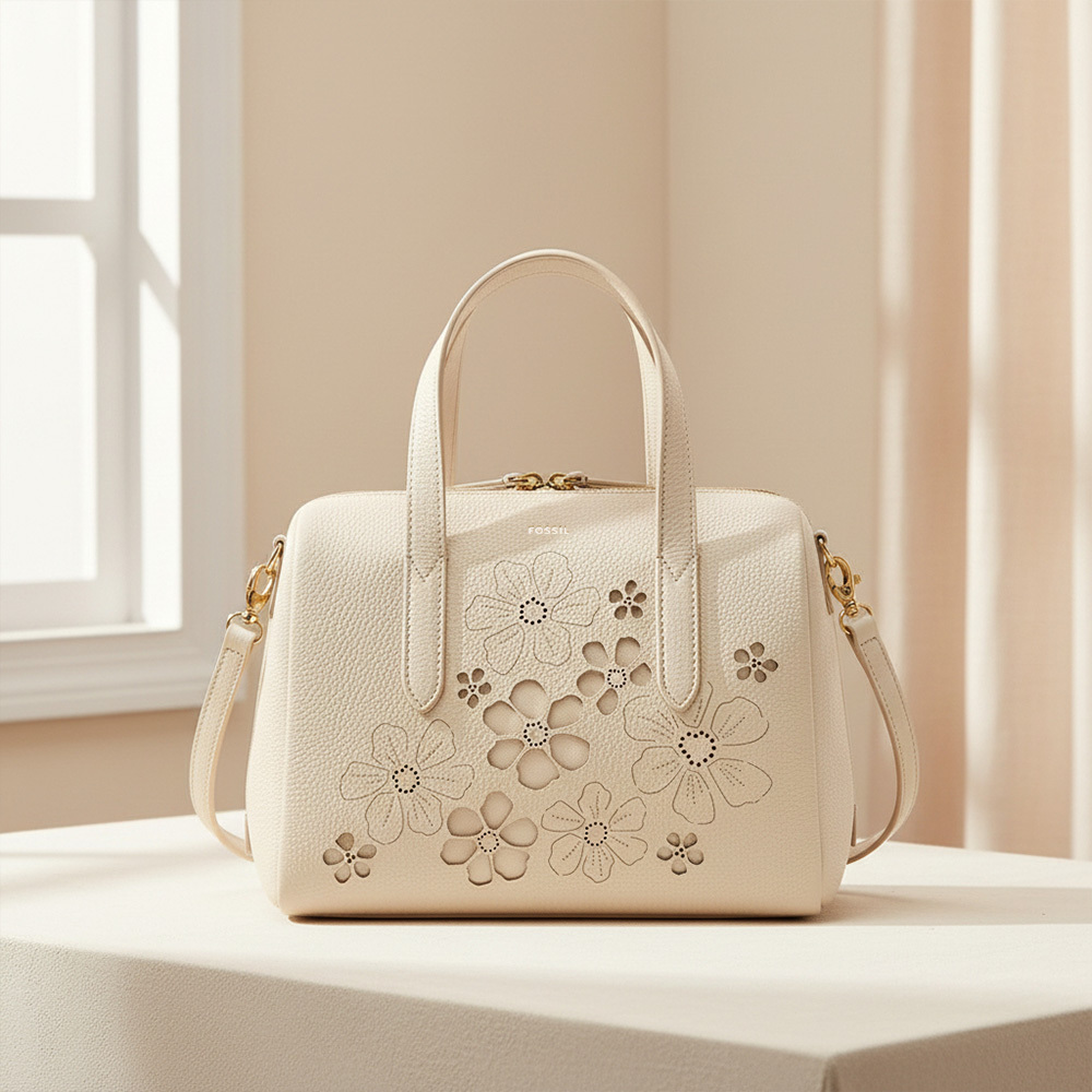 Sydney 真皮氣質花紋 波士頓包-白色 SHB3298111