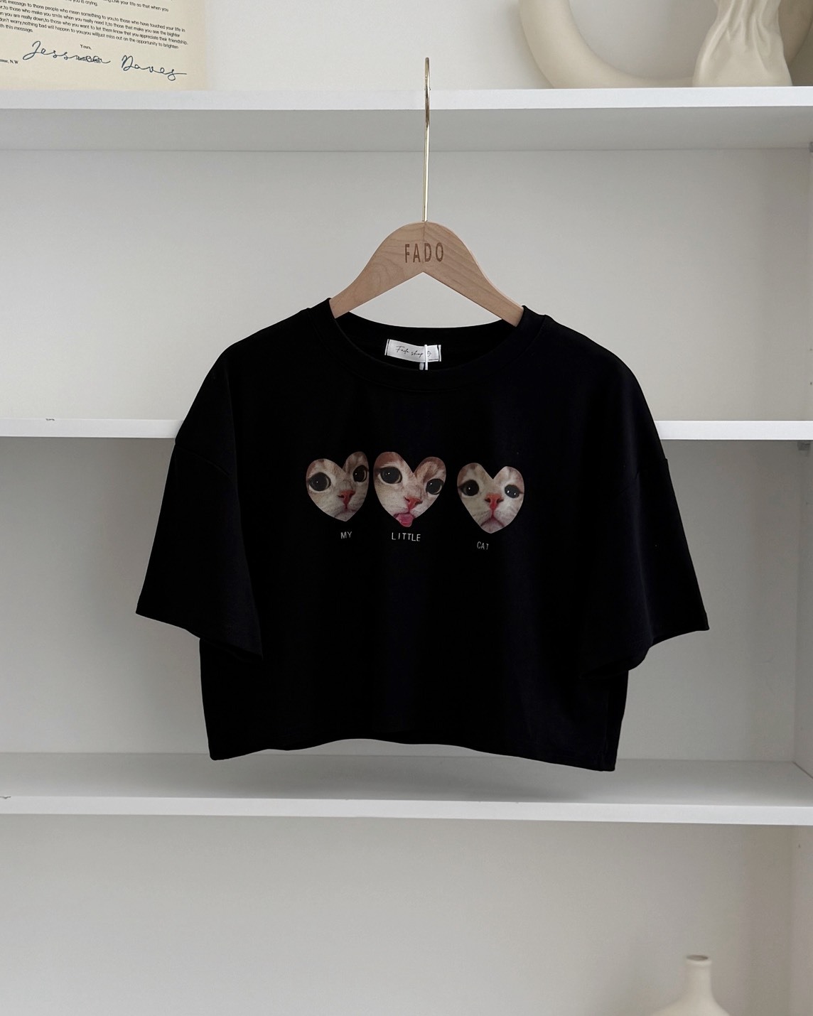 法朵Fado shop｜愛心小貓短版上衣 0215072