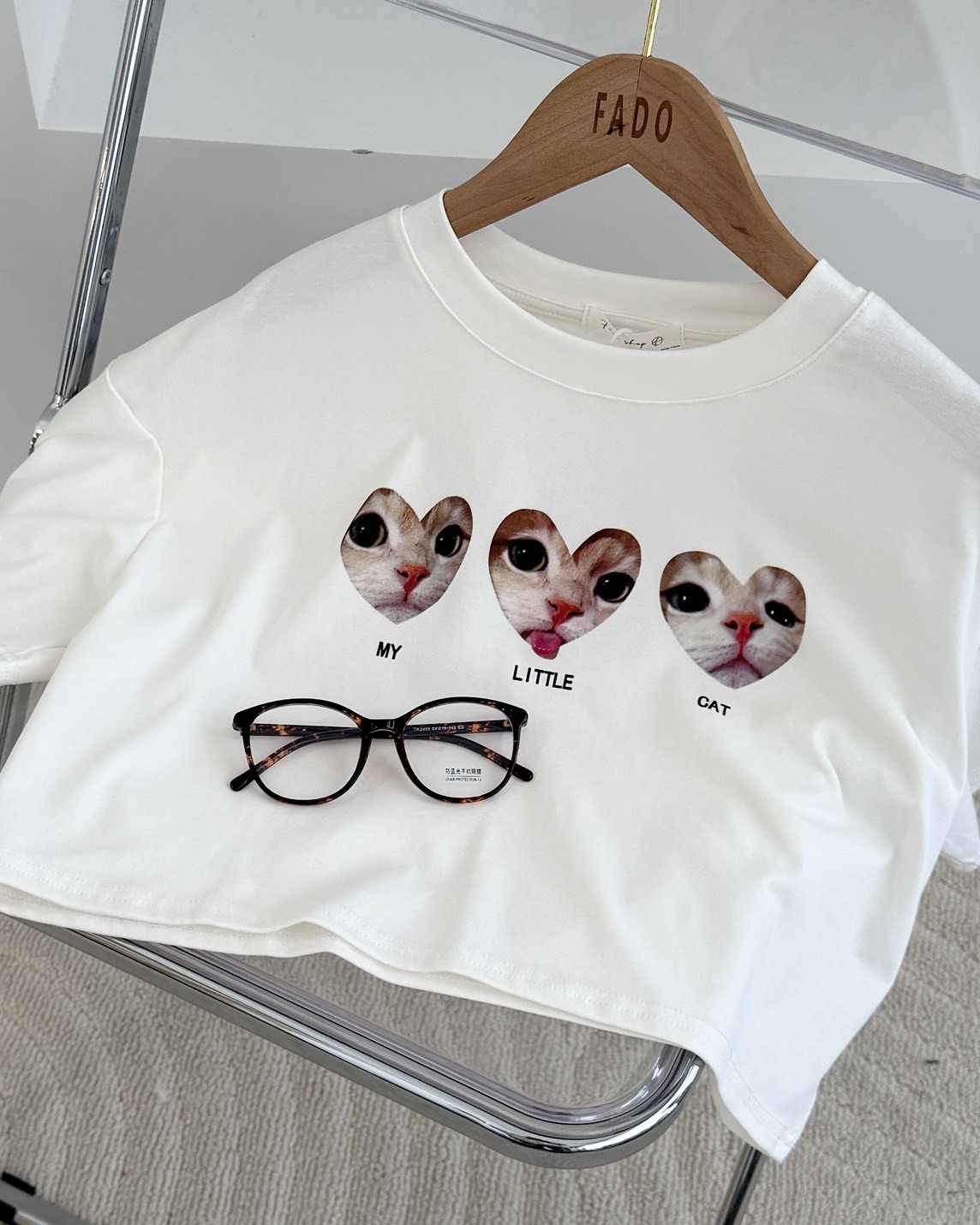 法朵Fado shop｜愛心小貓短版上衣 0215072