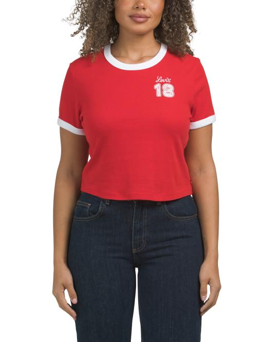 【預購】LEVIS H040106 女裝撞色領口印花上衣