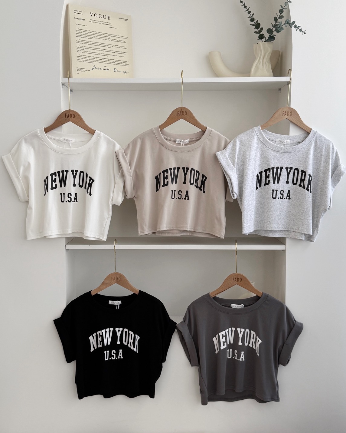 法朵Fado shop｜英文印花短版T 0215071 五色