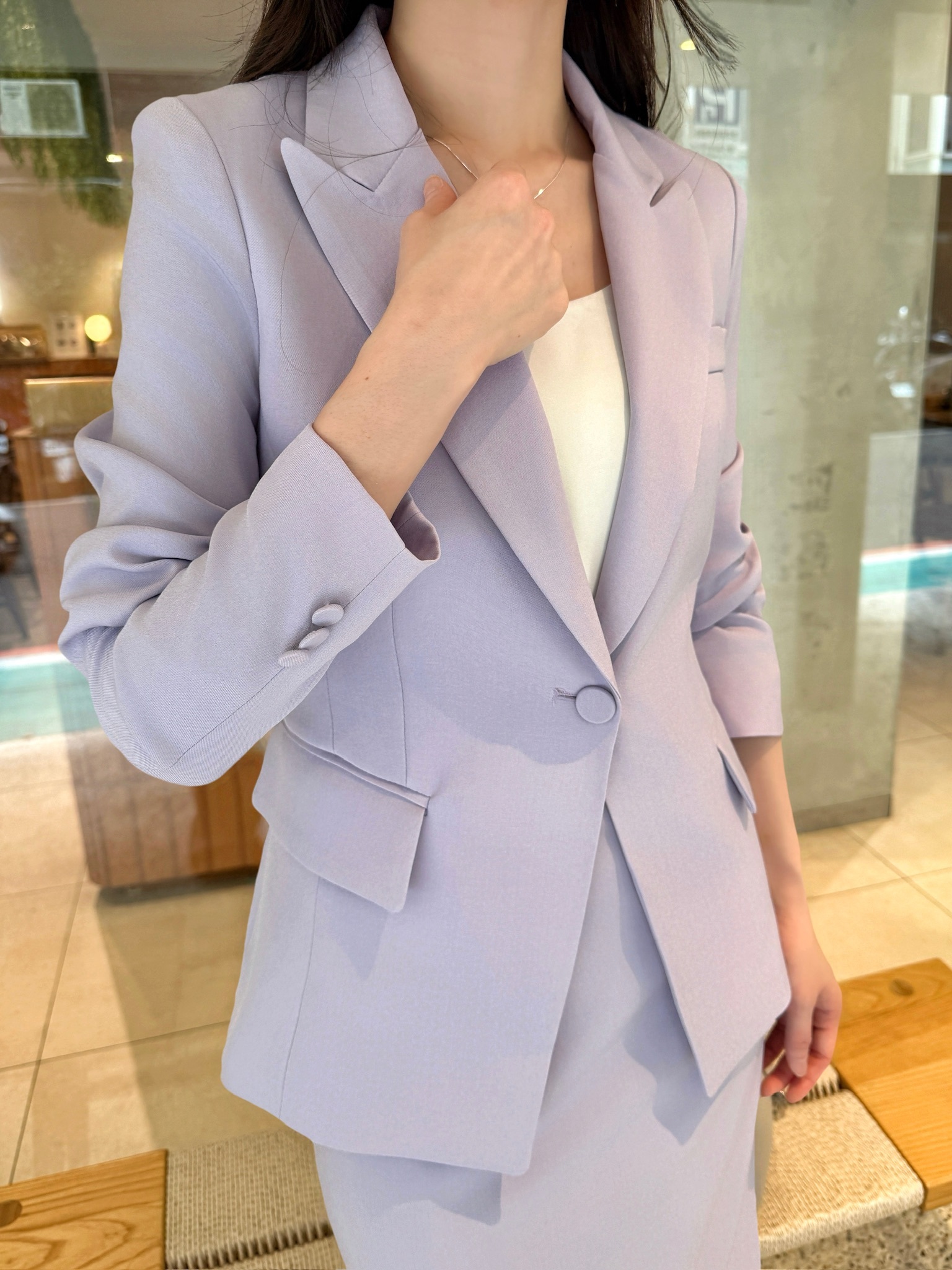 ( JS )經典必備素面單釦套裝-紫丁香【 第一波成套優惠$𝟑𝟓𝟖𝟎 】