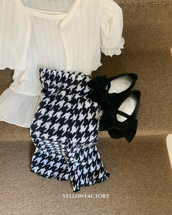 正韓夏Yellowfactory 千鳥捲邊喇叭褲
