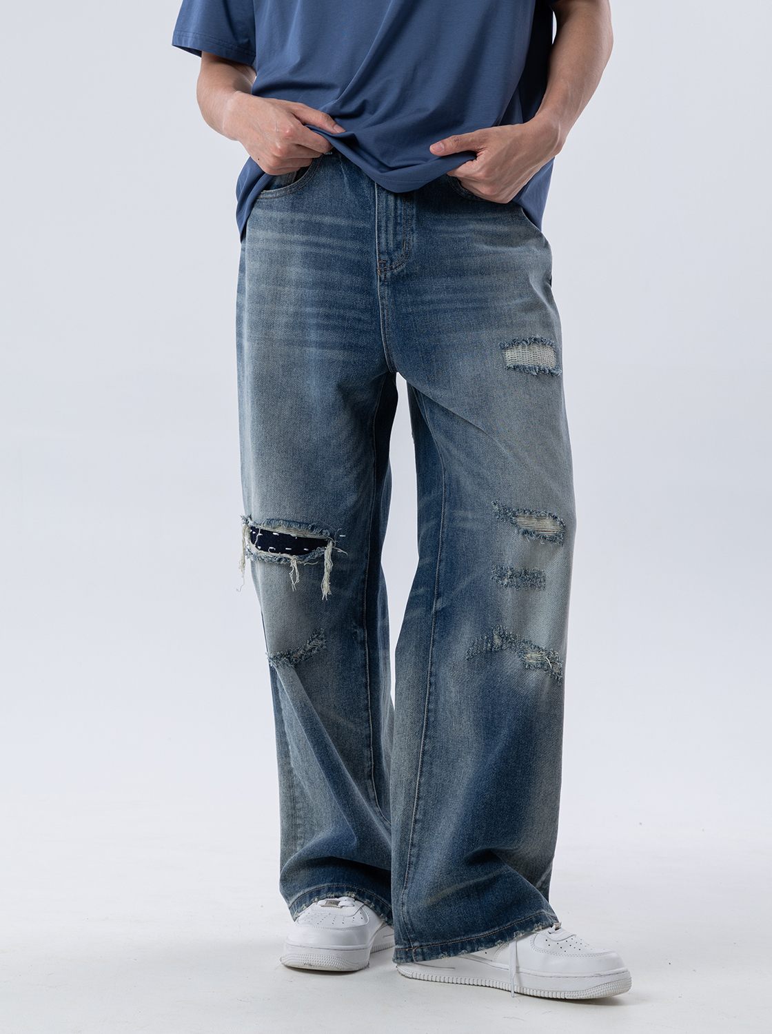 精緻水洗工藝丹寧牛仔褲