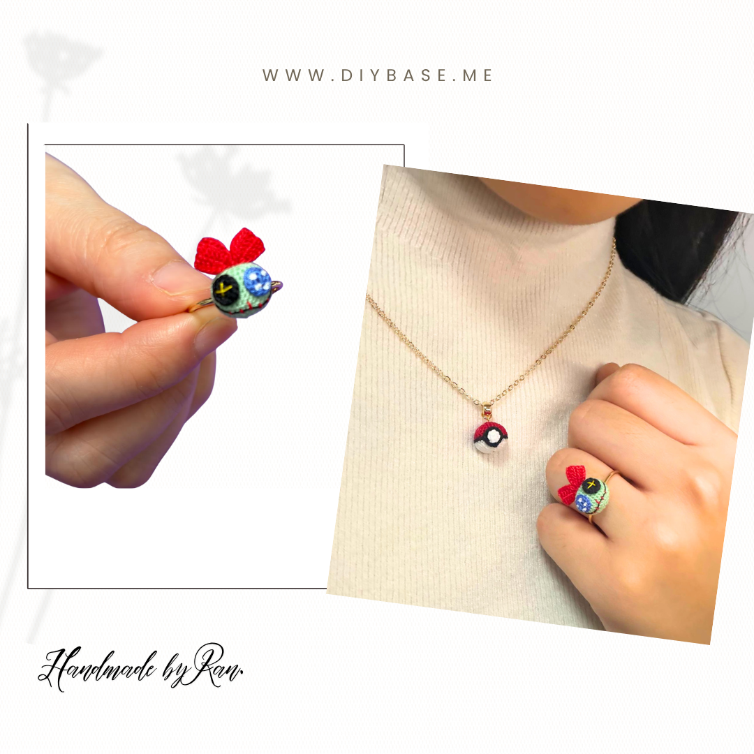 微型钩编公仔配戒指