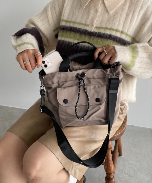 JP276-278 2-Way Out-Pocket Drawstring Shoulder & Handbag