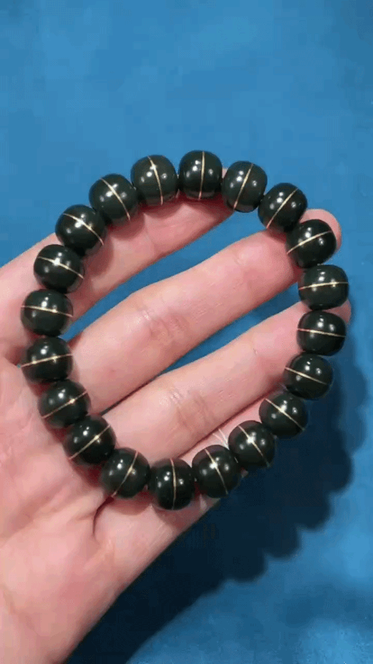 316225 和田玉青玉老型手串