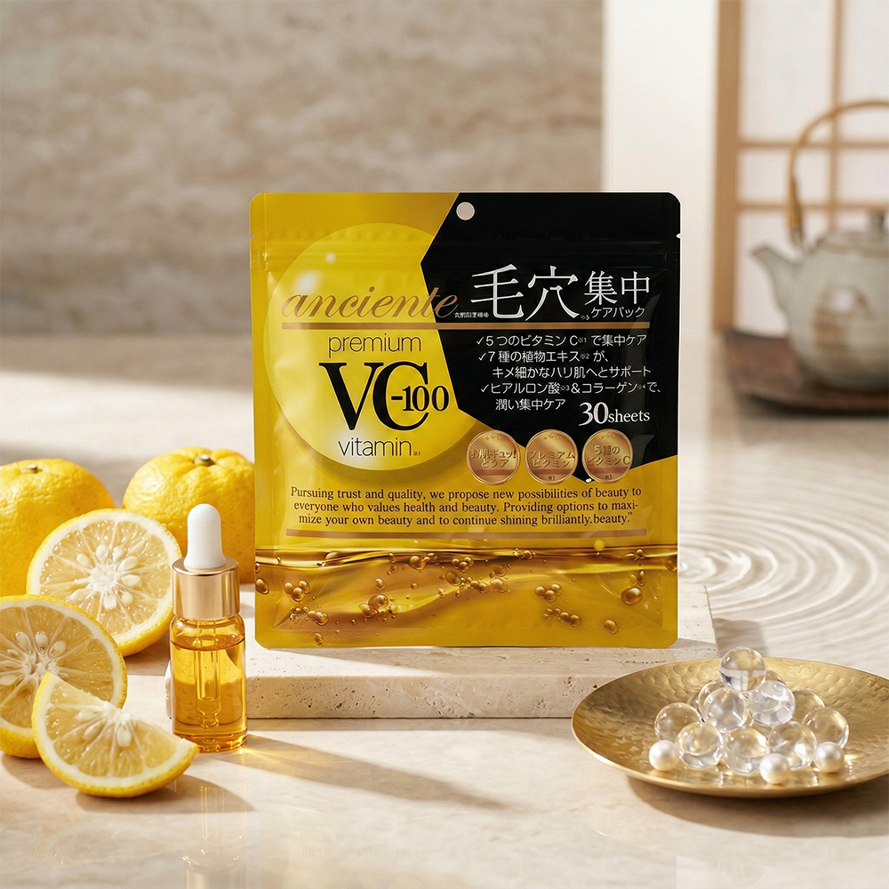 (預購商品)  日本 Enchante VC-100 維生素C毛孔護理每日面膜 30片