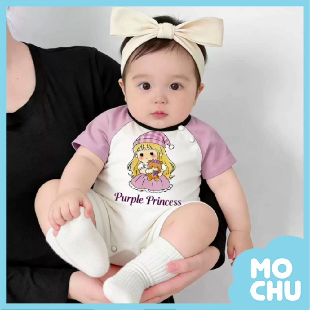 紫夢小熊短袖連身衣