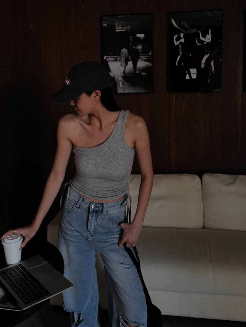 單肩側抓皺美背Bra tpo*3色