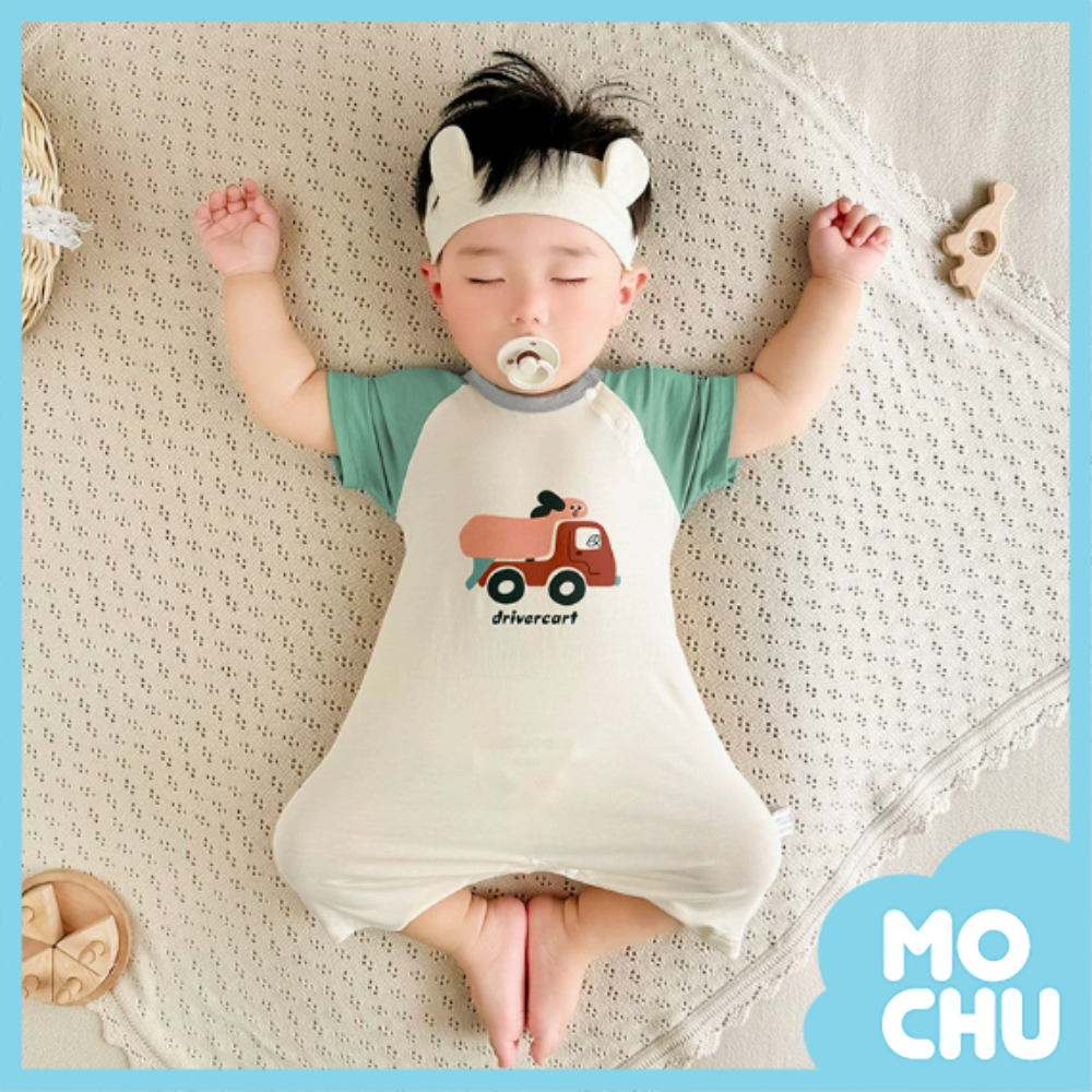 卡車小狗短袖連身衣