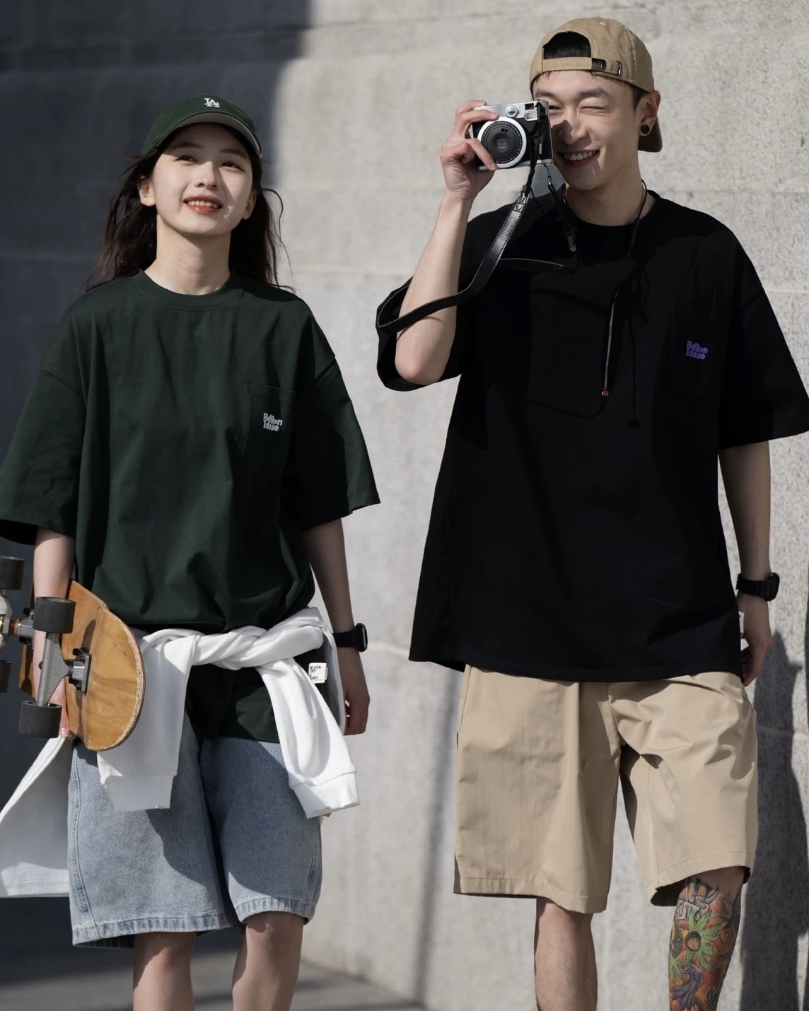 #預購 BELLKENIDEA 重磅300g 經典簡約復古 情侶裝 寬鬆口袋純棉短踢 八色