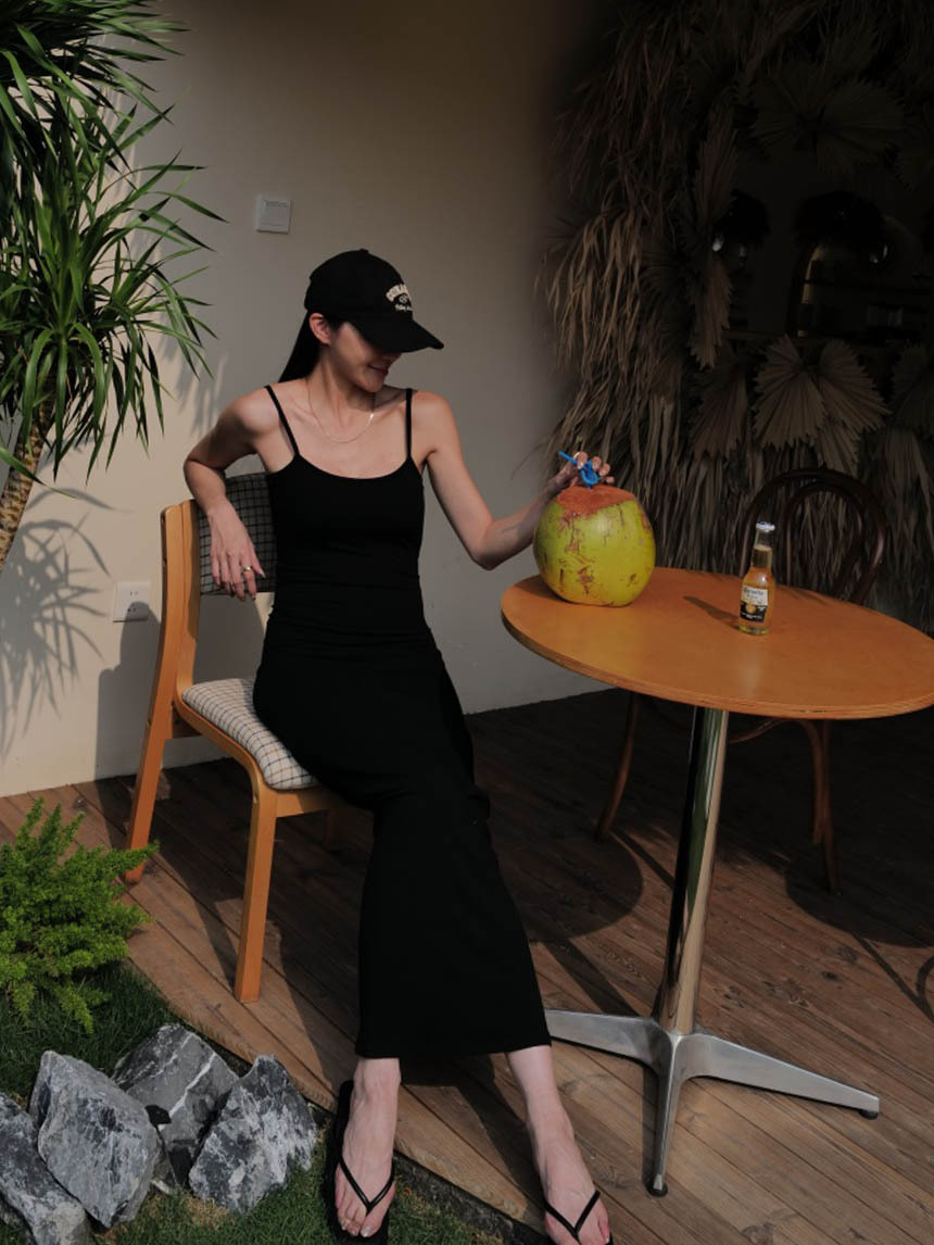 可調結細肩附胸墊吊帶大傘洋裝*2色