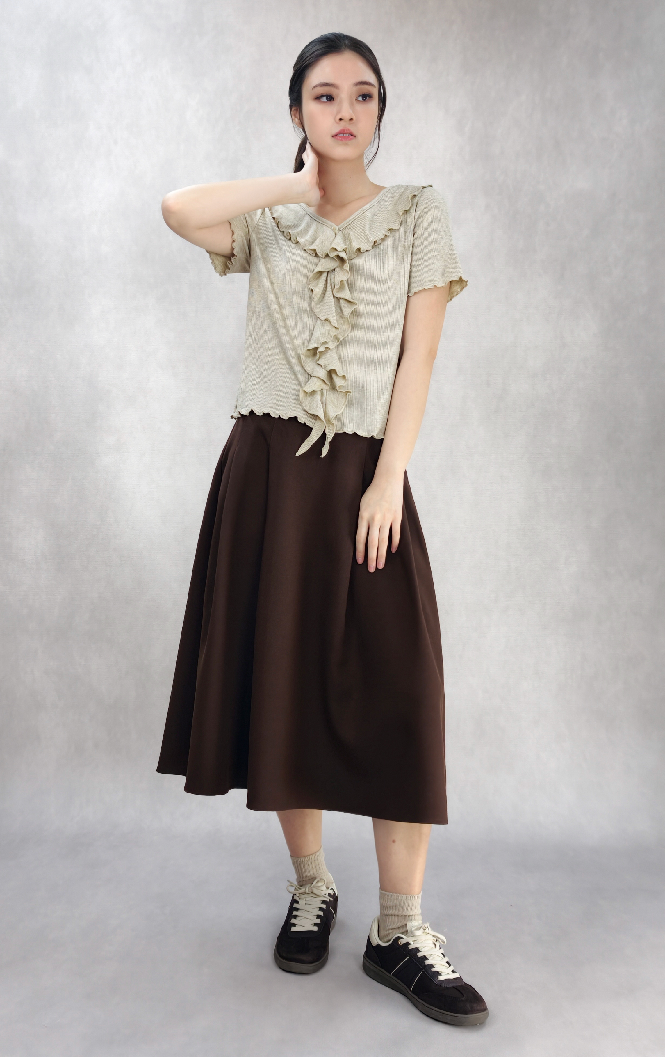 荷葉領層次針織衫 ST0419