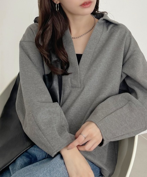 【預購】J0401602  Eclat one 女裝上衣｜開領設計｜落肩剪裁｜寬鬆版型 ada1473em