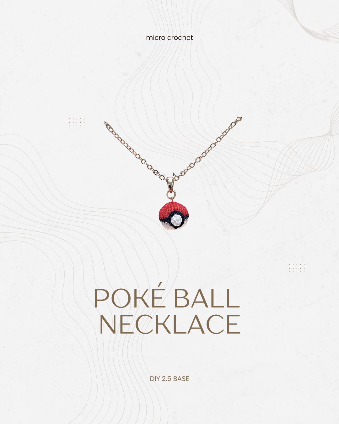 micro crochet Poké Ball necklace