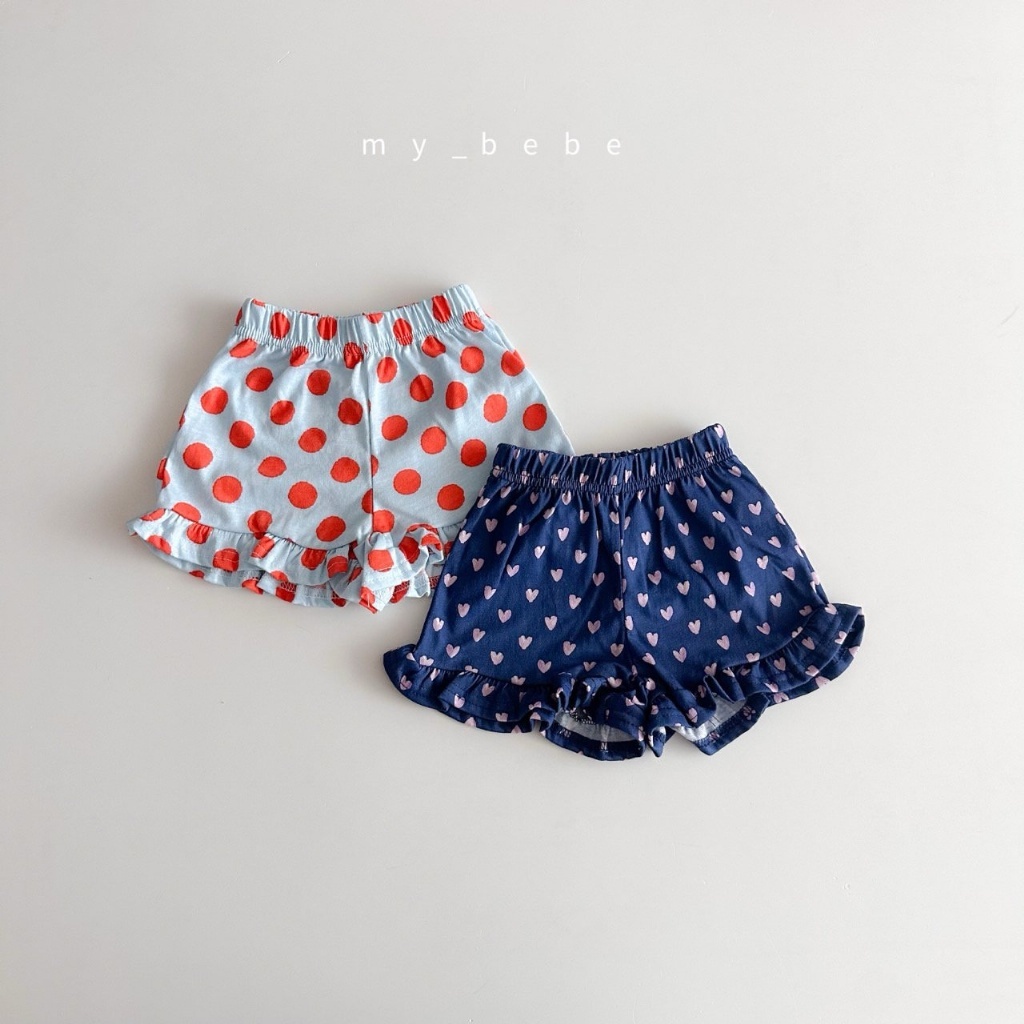 正韓夏MY BEBE 兩色愛心/點點花邊短褲