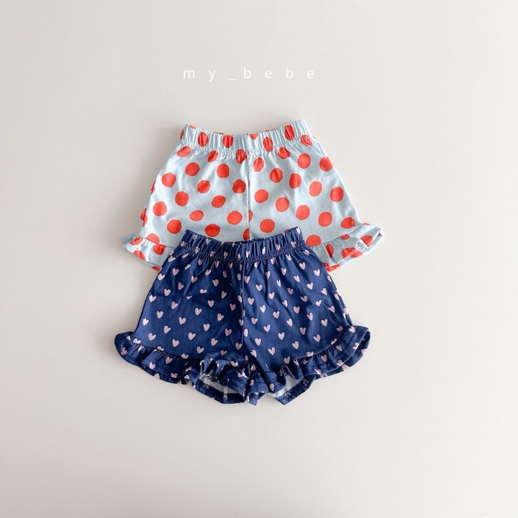 正韓夏MY BEBE 兩色愛心/點點花邊短褲
