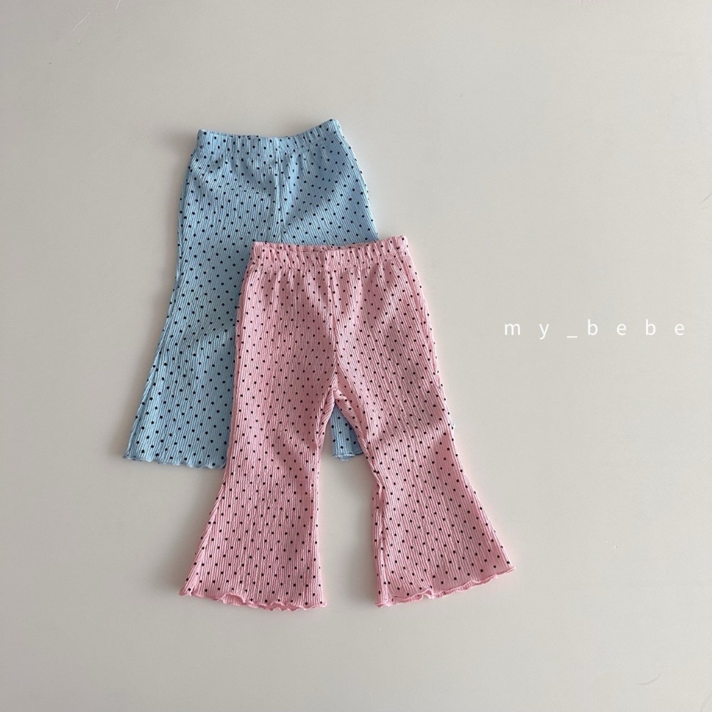 正韓夏MY BEBE 兩色點點捲邊喇叭褲