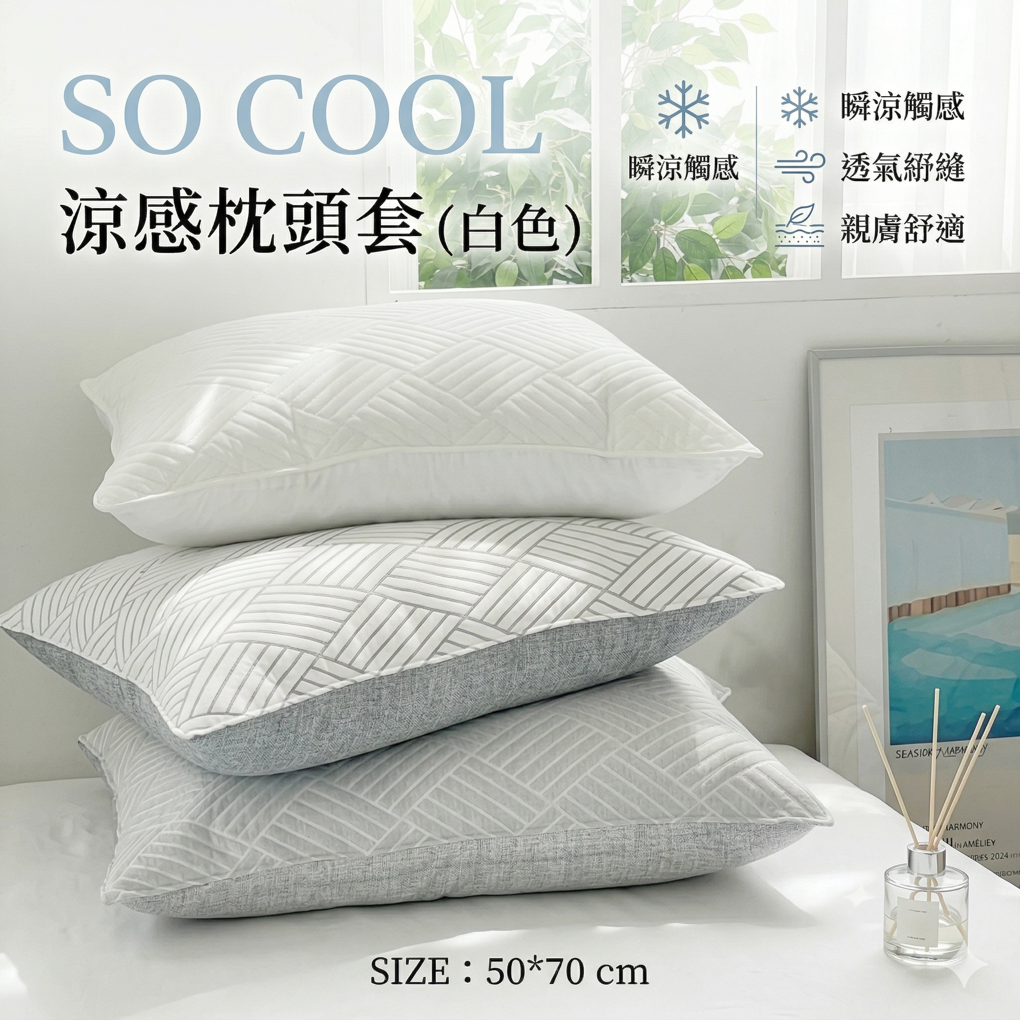 【直播】LX033103 SO COOL 涼感枕頭套(白色)