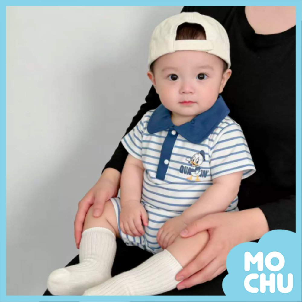 唐老鴨海藍條紋短袖連身衣