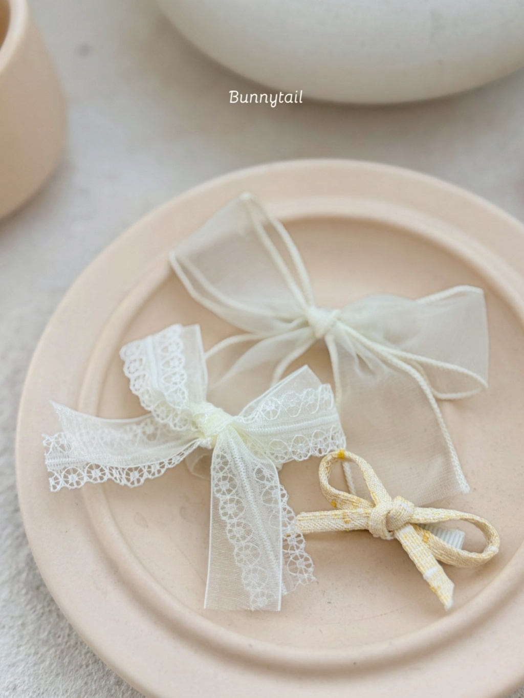 正韓夏bunnytail 蝴蝶結髮夾三件組