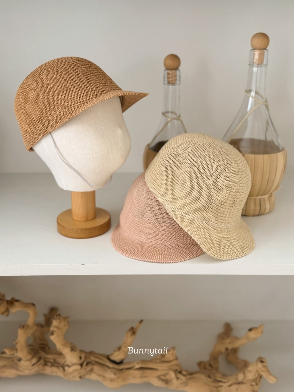 正韓夏bunnytail 短帽簷編織帽