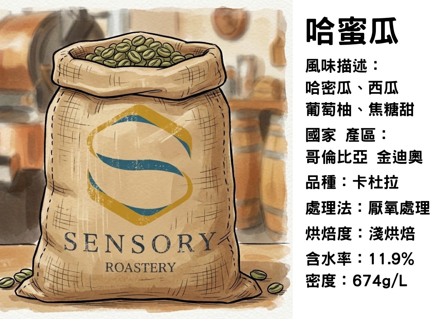 哈蜜瓜｜哥倫比亞｜淺焙｜厭氧發酵｜卡杜拉