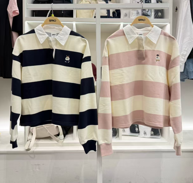 韓國代購 SPAO 條紋POLO長袖 SPMNF49G50
