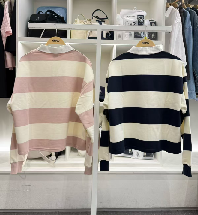 韓國代購 SPAO 條紋POLO長袖 SPMNF49G50