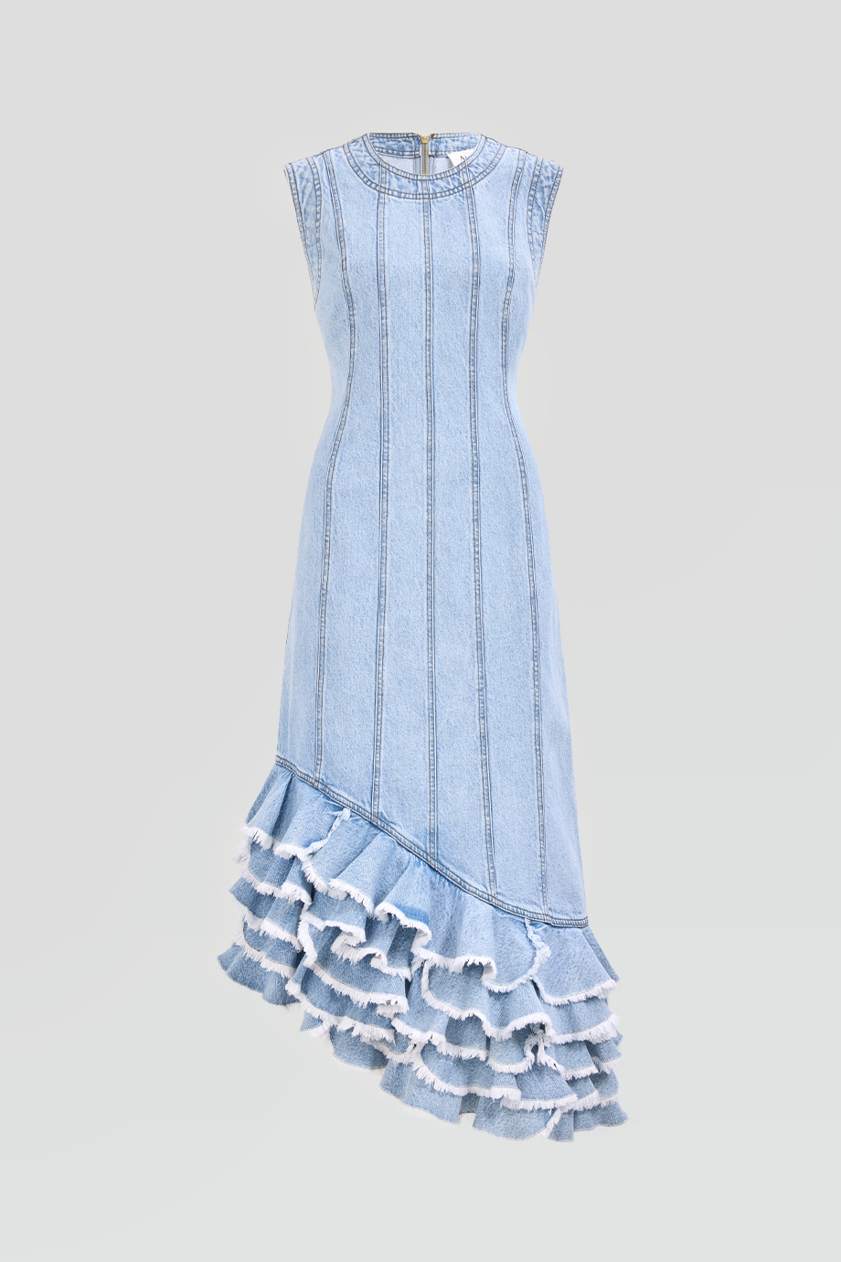 Aje｜Tia Ruffle Denim Midi Dress