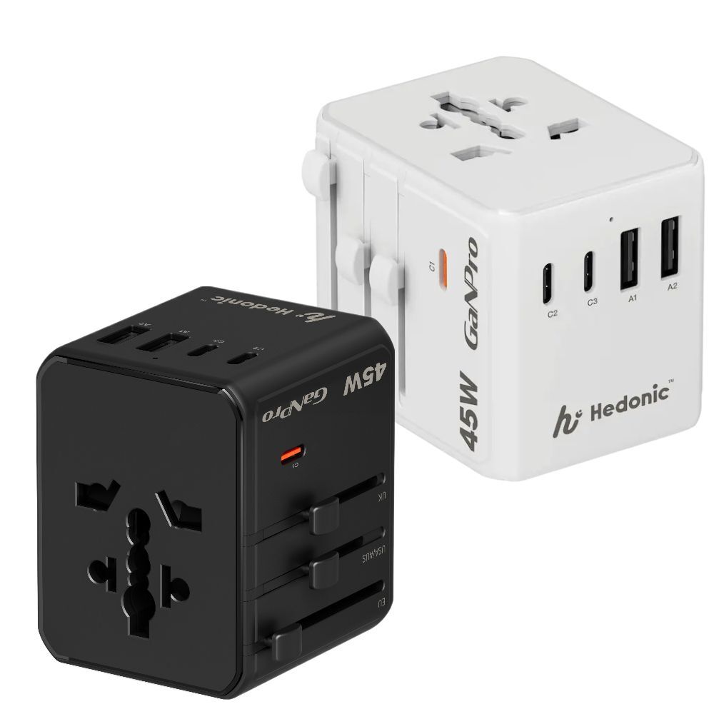 【特價區】Hedonic 5 Port PD 3.0 45W GAN Pro Travel Adaptor - 黑 / 白