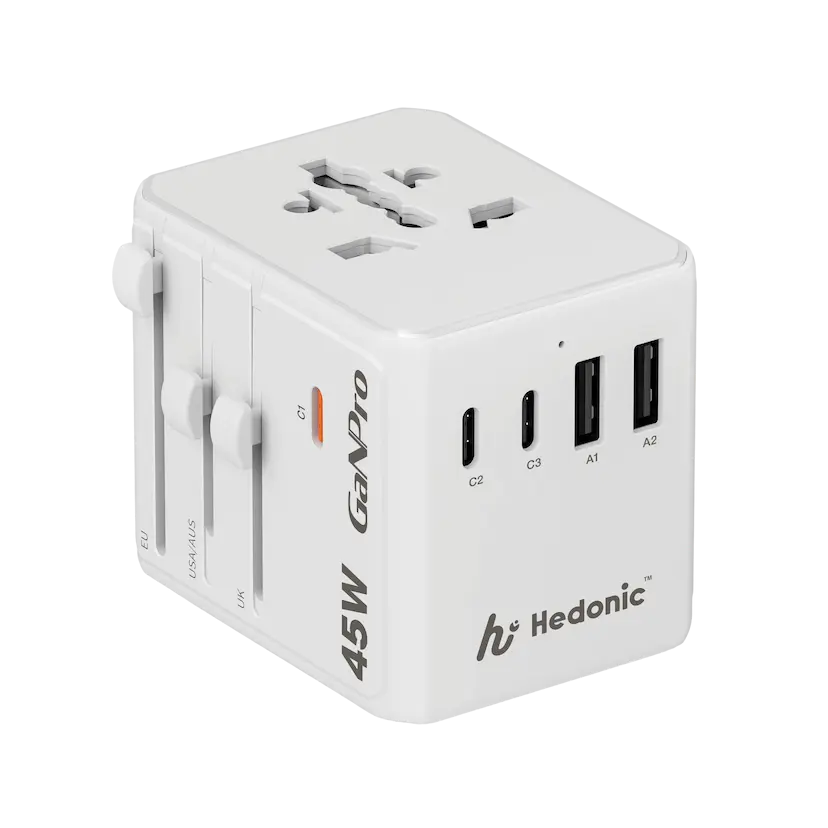 【特價區】Hedonic 5 Port PD 3.0 45W GAN Pro Travel Adaptor - 黑 / 白