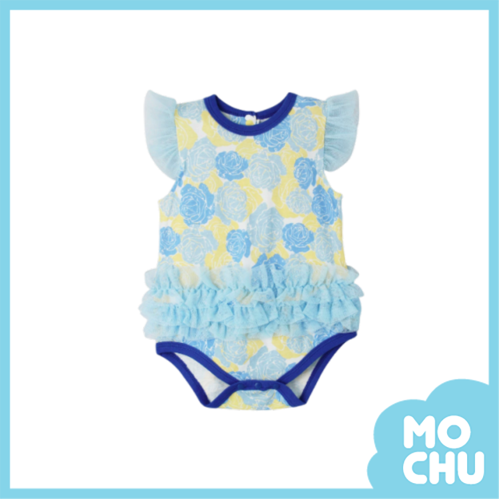 藍玫瑰木耳邊網紗包屁衣