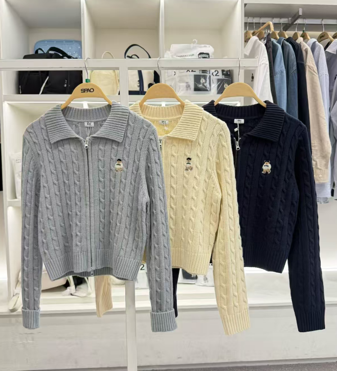 韓國代購 SPAO 特價拉鏈線衫外套 SPCKG12G52