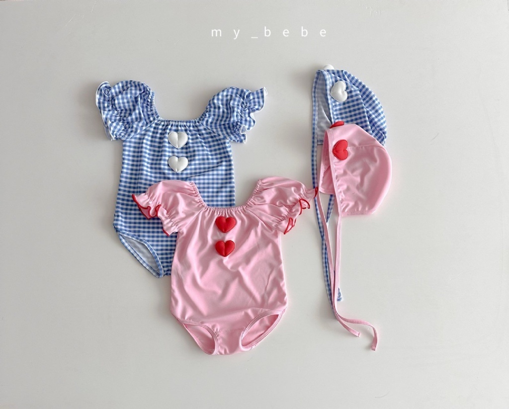 正韓夏MY BEBE 兩色立體愛心連身泳衣