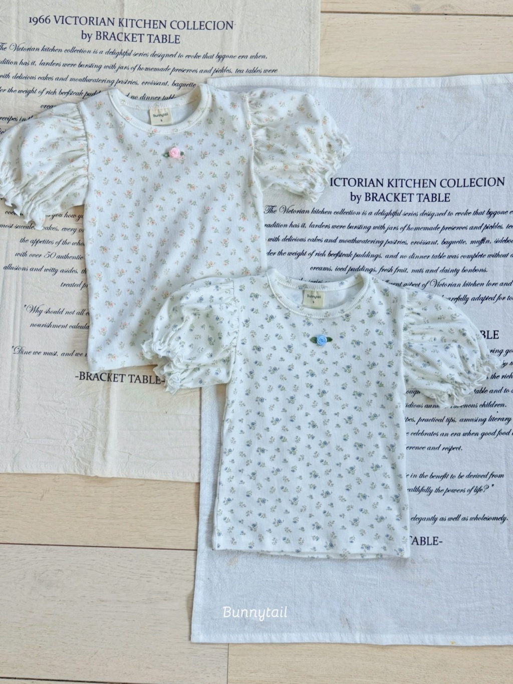 正韓夏bunnytail 澎袖碎花上衣