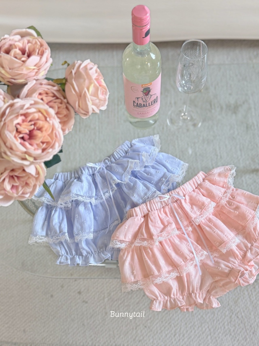 正韓夏bunnytail 粉嫩色雙層短褲