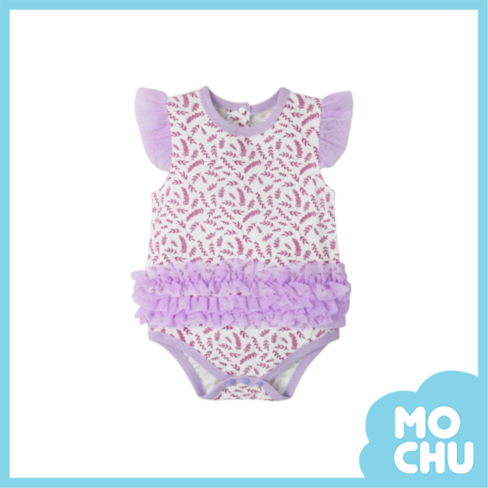 滿版葉子網紗木耳邊包屁衣