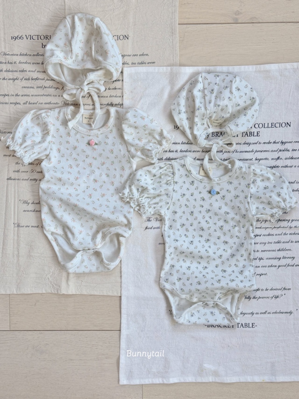 正韓夏bunnytail 嫩嬰玫瑰碎花包屁衣