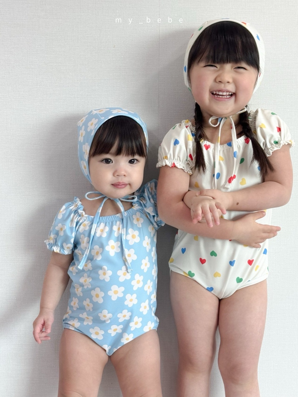 正韓夏MY BEBE 兩色花朵/愛心連身泳衣